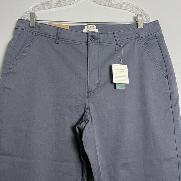 NWT L L Bean Women's Cropped Pants Gray Plus Sz 16 Organic Cotton Casual Outdoor - Picture 2 of 13